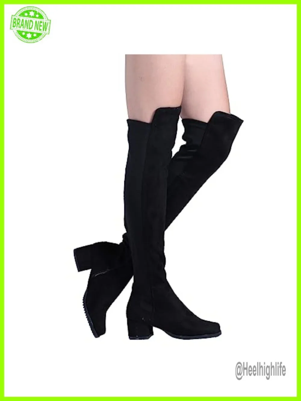 Chunky Block Low Heel Over The Knee Thigh High Boots